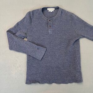 Wallace Barnes Men's Blue Waffle Knit Henley Shirt XL Long Sleeve